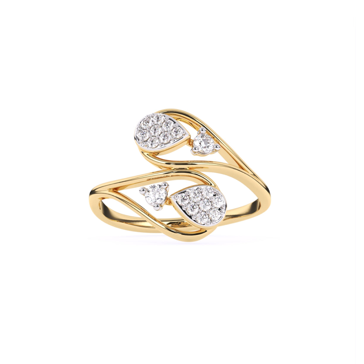 Pear Style Round Lab Grown Diamond Engagement Ring
